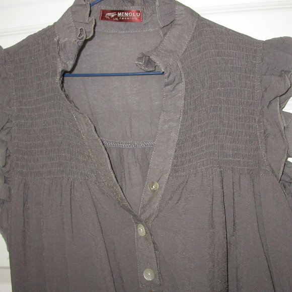 Taupe Ruffled and Smocked Cover-up - Picture 2 of 8